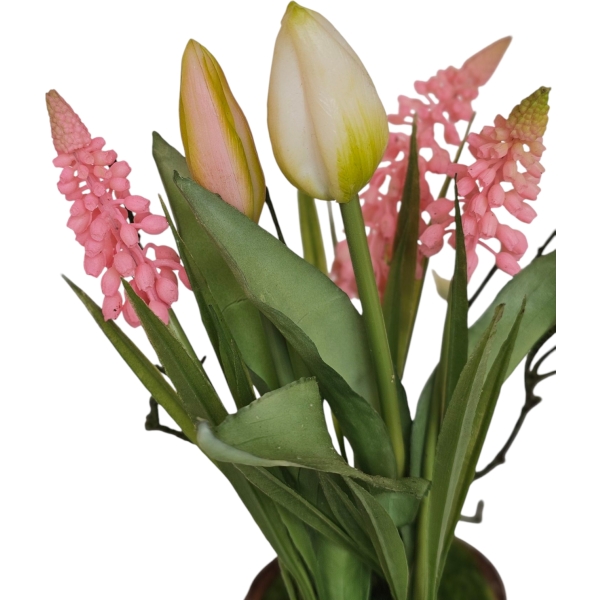 Gyöngyike bimbózó tulipánokkal fából készült kaspóban - Image 2
