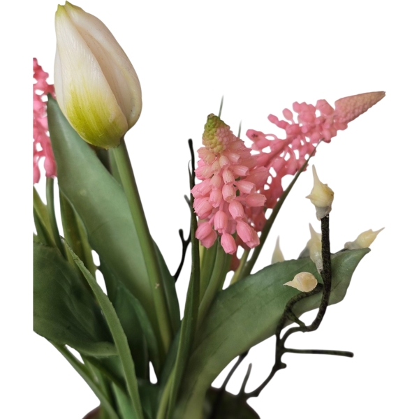Gyöngyike bimbózó tulipánokkal fából készült kaspóban - Image 3