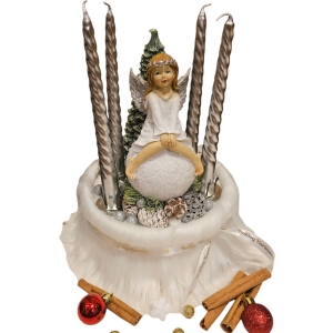 Angyalkás adventi asztalidísz