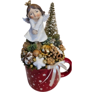 Angyalkás adventi bögrés dekoráció