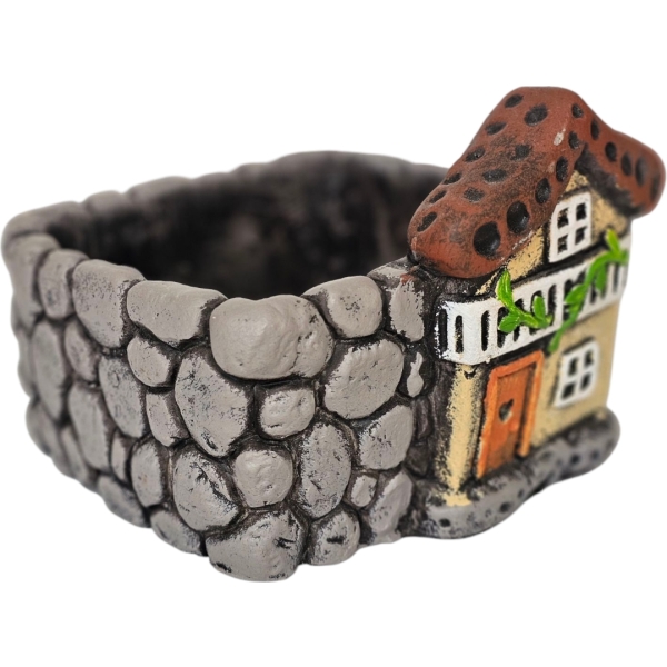 Kőkaspó szögletes házzal - szürke - Image 3