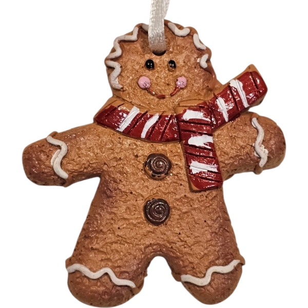 Mézeskalács figura sállal, akasztós