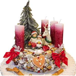 Prémium téli jelenetes adventi aszdísztali dísz