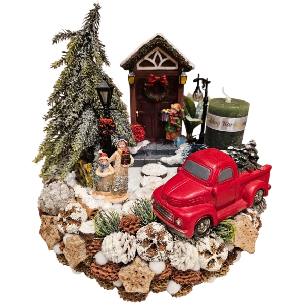Téli jelenetes adventi koszorú
